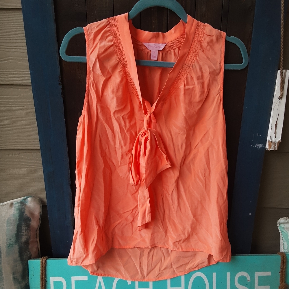Lilly Pulitzer Peach Orange Tie Tank size M.